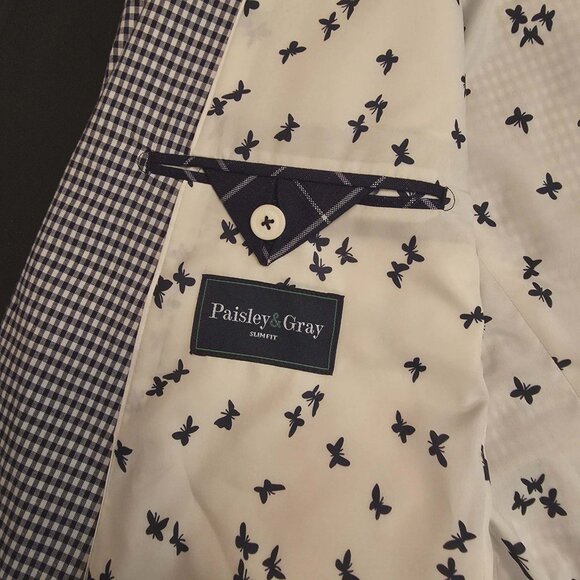 PAISLEY & GRAY BLAZER COAT JACKET BLUE WHITE CHECKED SIZE 42R - Picture 13 of 16